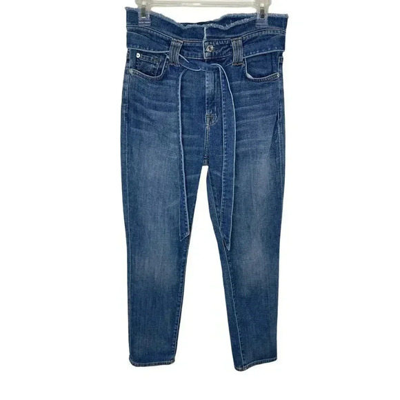 7 For All Mankind Paperbag High Rise Tie Belt Jeans size 27 - Picture 3 of 10